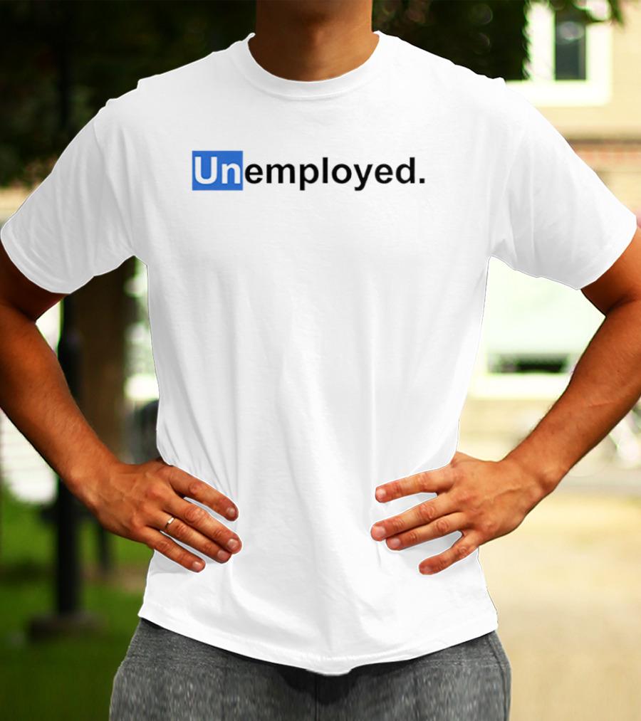 Unemployed UN Blue Box Wordplay T-Shirt