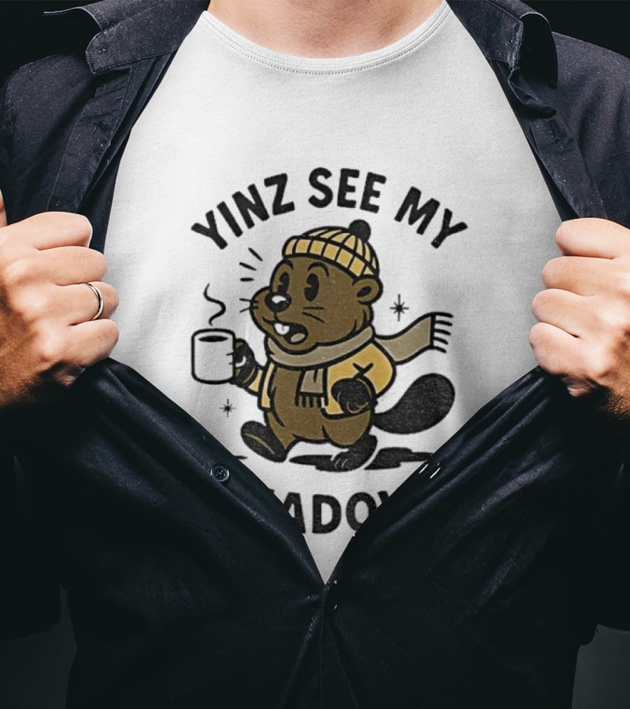 Yinz See My Shadow Pittsburgh Groundhog Day Cozy Cartoon T-Shirt