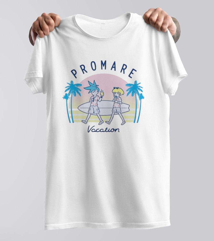 Promare Vacation Beach Surfboard Sunset And Palm Trees T-Shirt