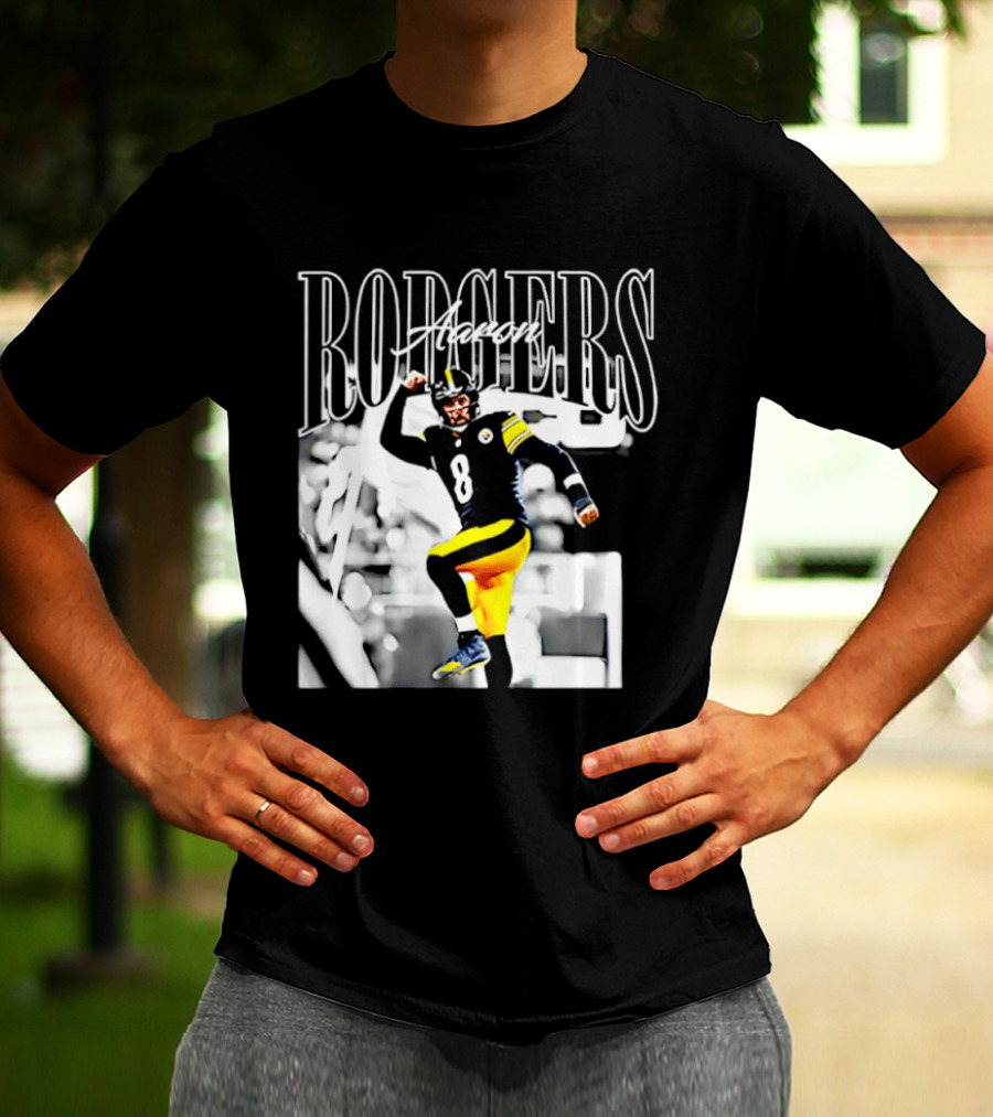 Rodgers 8 Steelers Black And Yellow Football Player T-Shirt