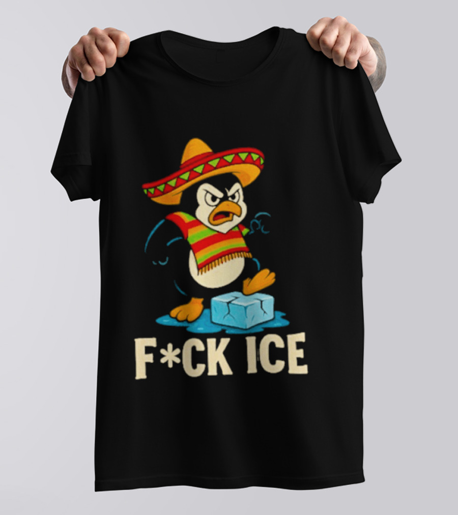 Angry Penguin Sombrero F*ck Ice T-Shirt