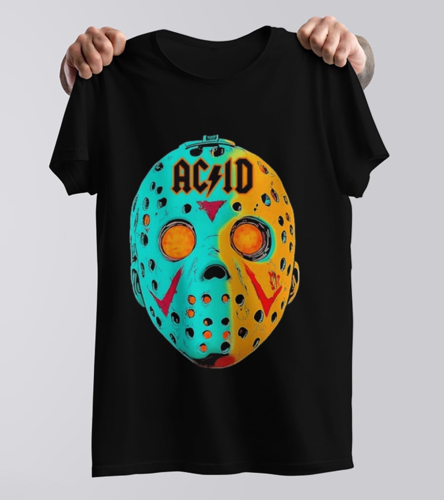 ACDC Jason Voorhees Mask Neon Pop Art Friday The 13th Fusion T-Shirt