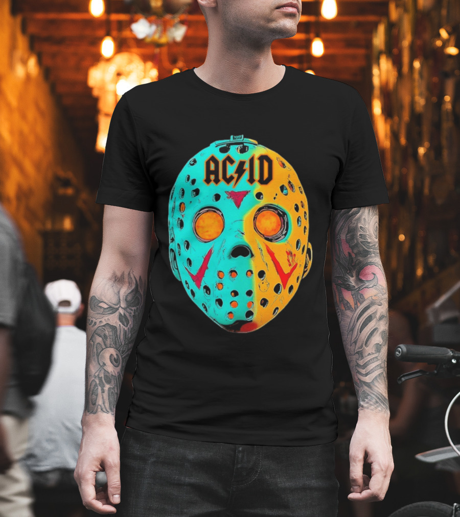 ACDC Jason Voorhees Mask Neon Pop Art Friday The 13th Fusion T-Shirt