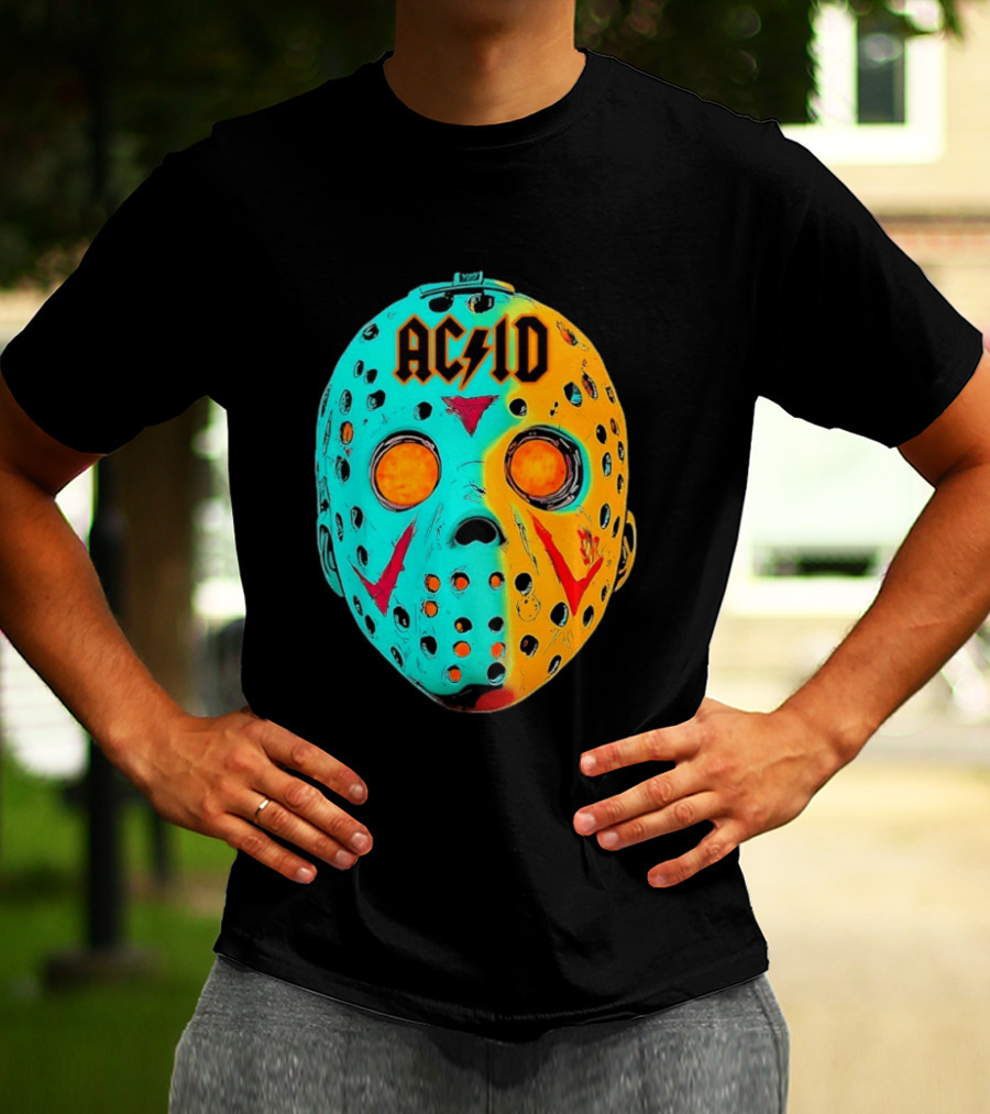 ACDC Jason Voorhees Mask Neon Pop Art Friday The 13th Fusion T-Shirt