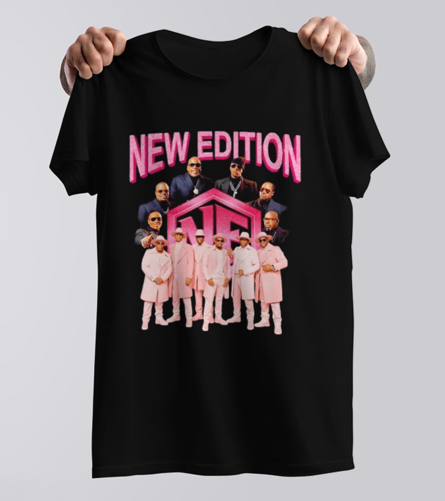 Bobby Brown Johnny Gill Ralph Tresvant Ronnie DeVoe Ricky Bell Michael Bivins New Edition NE Band Pink Outfits 90s Music T-Shirt