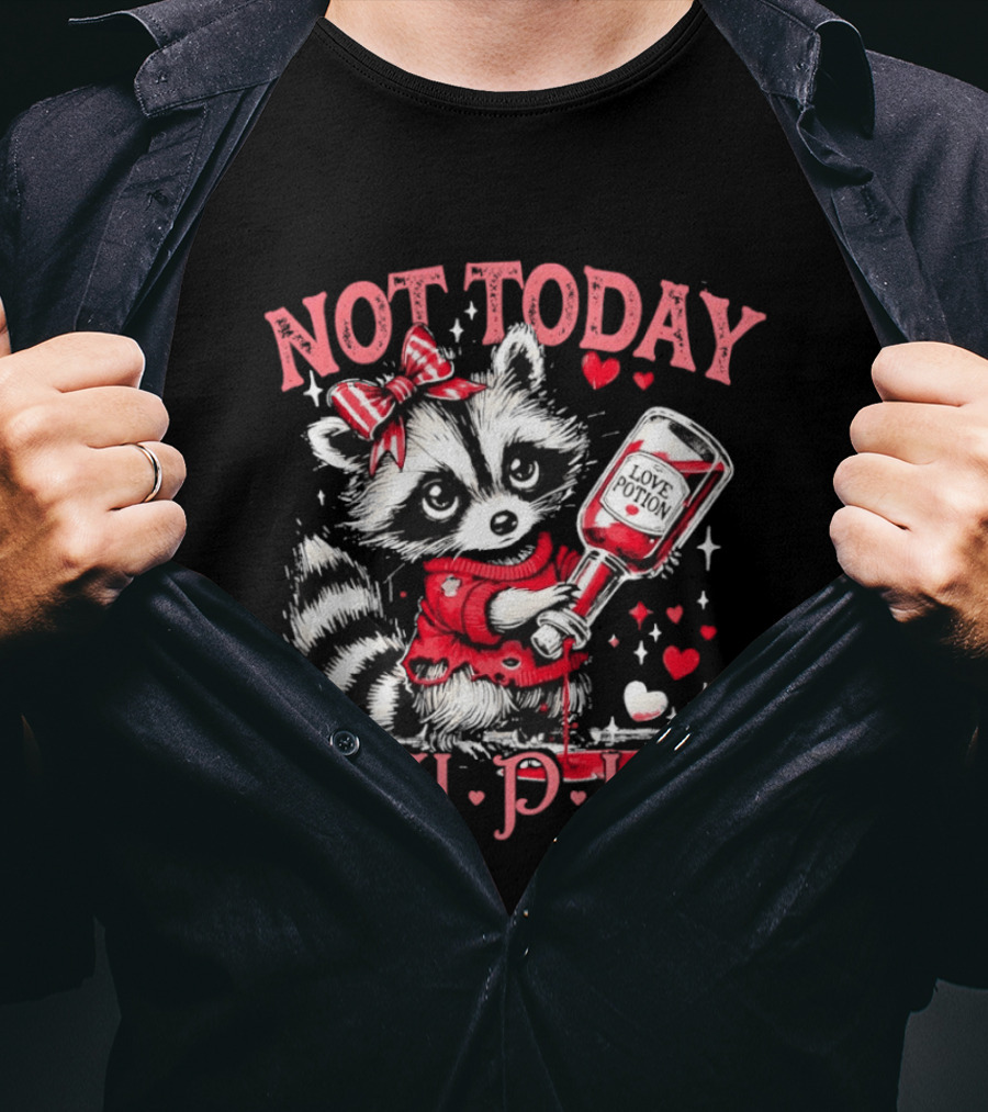 Raccoon Not Today Cupid Love Potion Valentines Day T-Shirt
