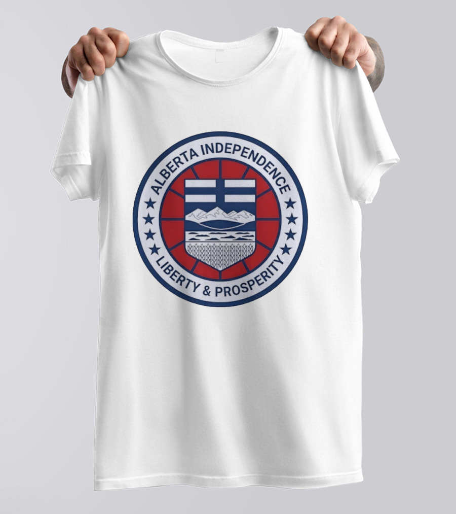 Alberta Independence Liberty Prosperity Emblem With Shield And Stars T-Shirt