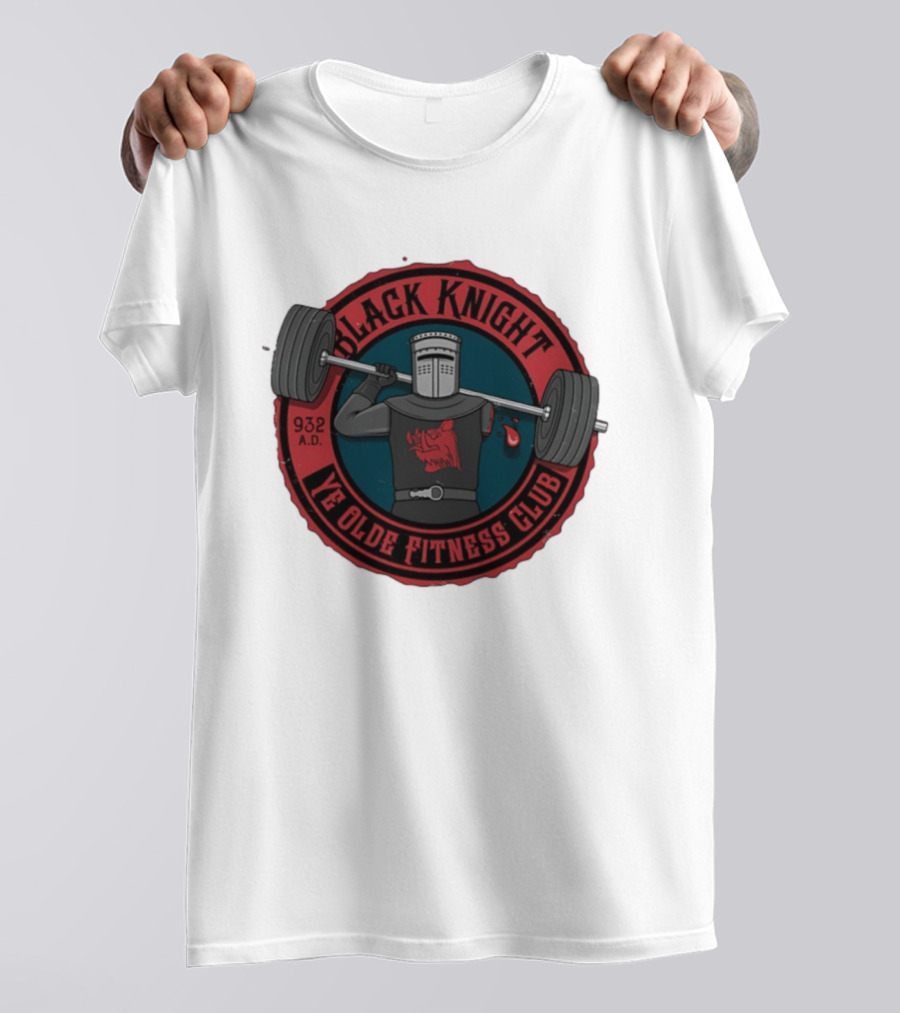 Black Knight Ye Olde Fitness Club 932 AD Weightlifting Medieval Humor T-Shirt