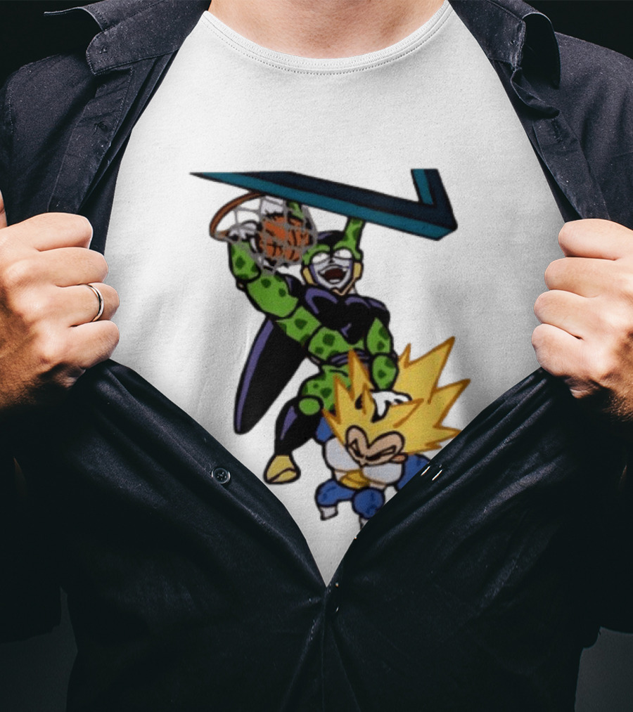 Cell Vs Vegeta Basketball Dunk Anime Mashup T-Shirt