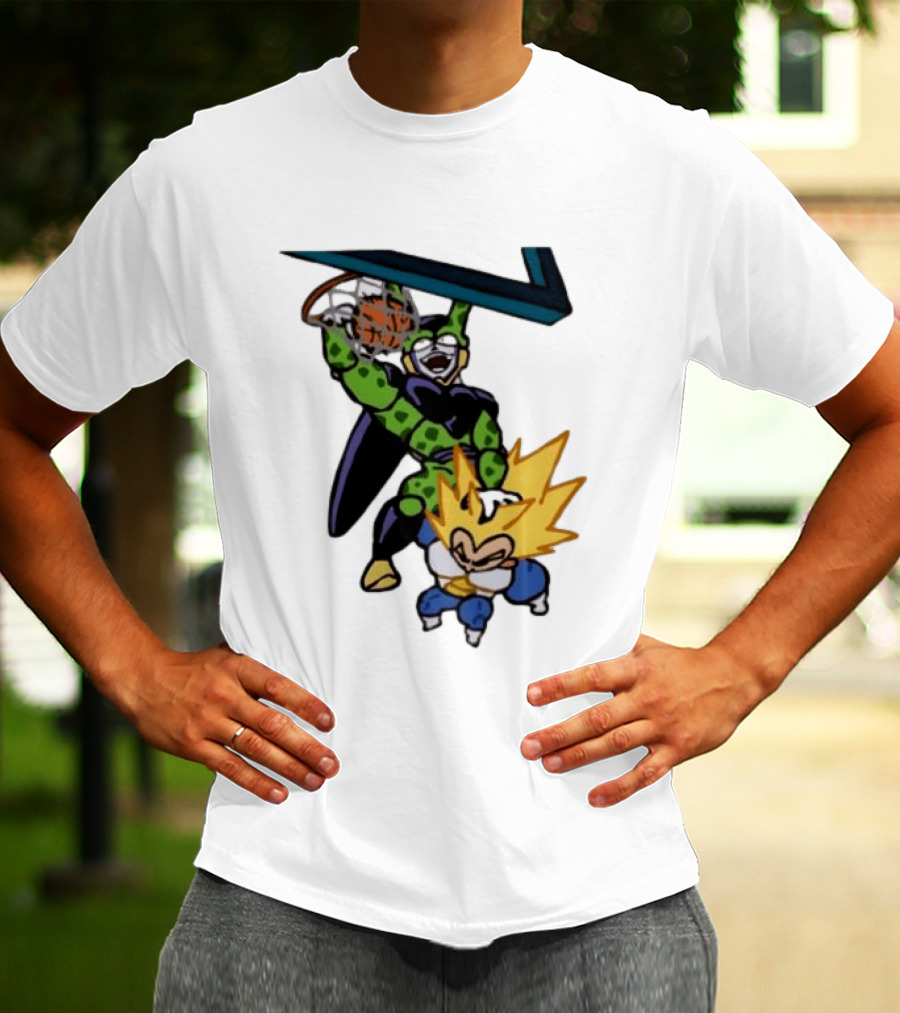 Cell Vs Vegeta Basketball Dunk Anime Mashup T-Shirt