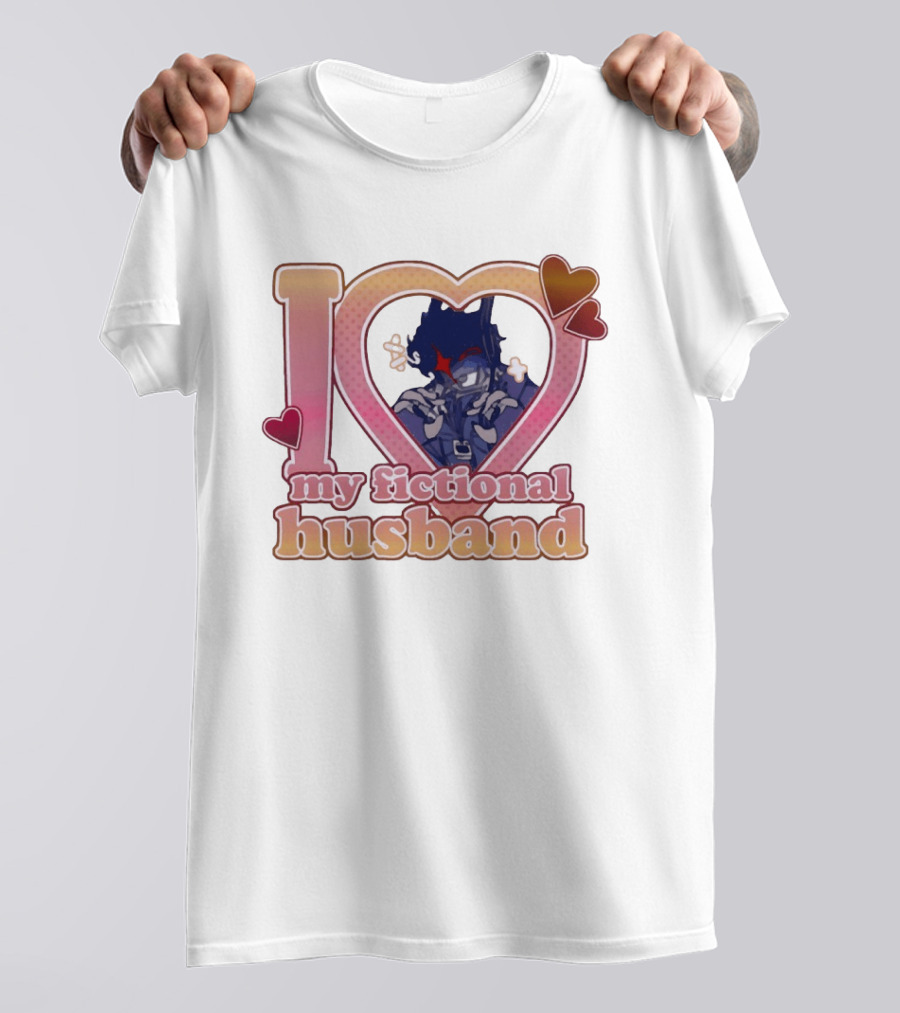 I Love My Fictional Husband Heart Design With Anime T-Shirt