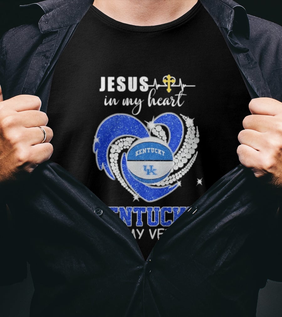 Jesus In My Heart Kentucky In My Veins Wildcats UK Basketball Passion T-Shirt