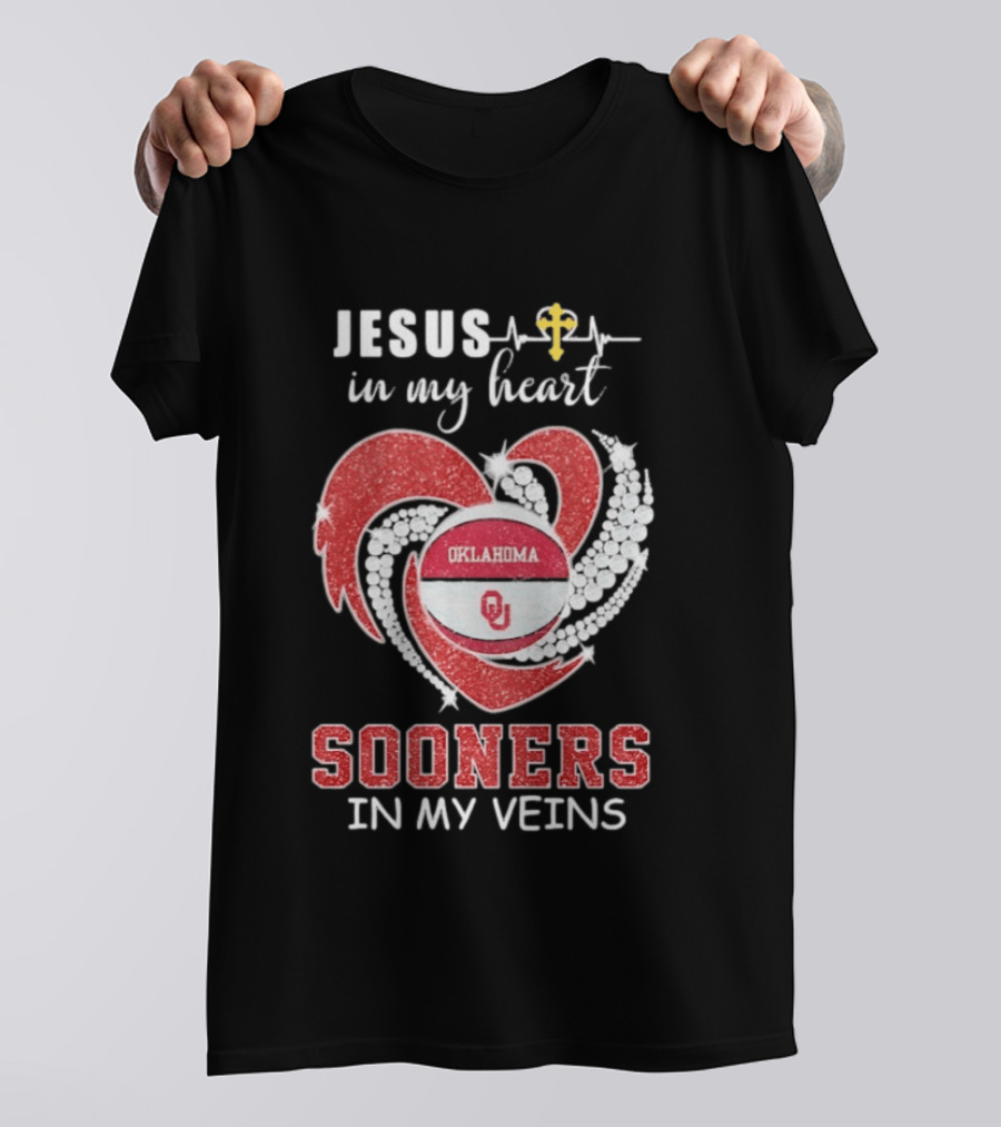Jesus In My Heart Sooners In My Veins Oklahoma T-Shirt