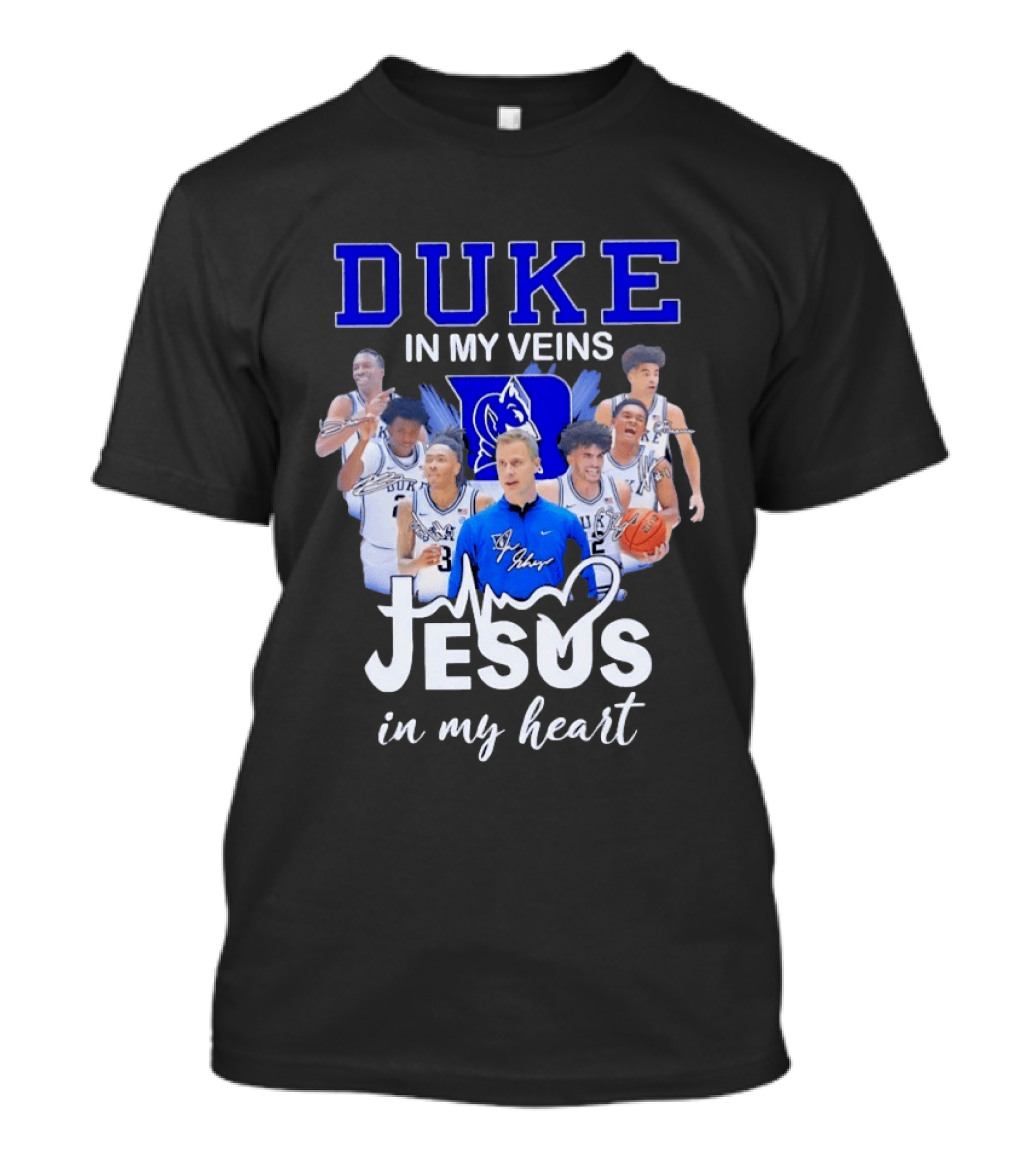 Duke Blue Devils Basketball Jesus In My Heart Signatures T-Shirt