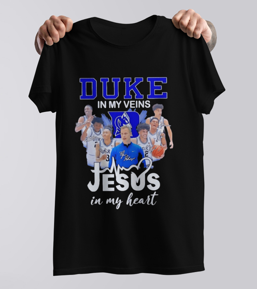 Duke Blue Devils Basketball Jesus In My Heart Signatures T-Shirt