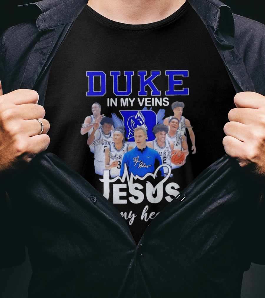 Duke Blue Devils Basketball Jesus In My Heart Signatures T-Shirt