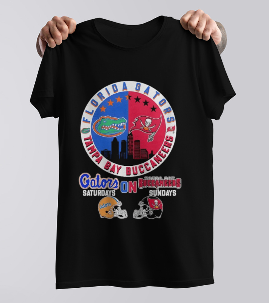 Florida Gators Tampa Bay Buccaneers Saturdays Sundays Helmet Mashup T-Shirt