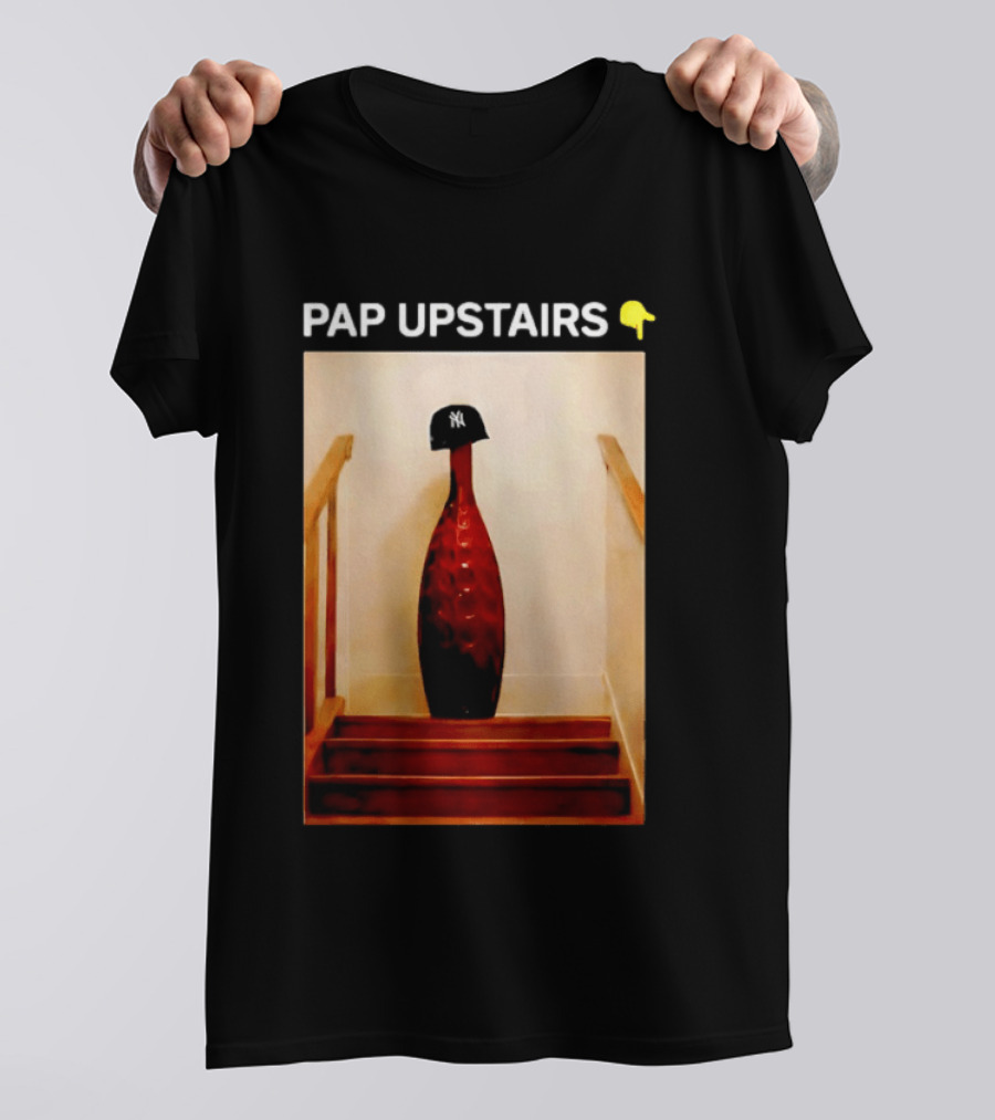 PAP UPSTAIRS New York Yankees Iconic Hat Emoji Stairs T-Shirt