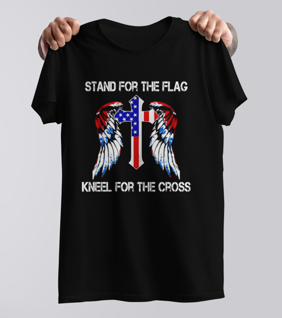 Stand For The Flag Kneel For The Cross Patriotic Wings Cross T-Shirt