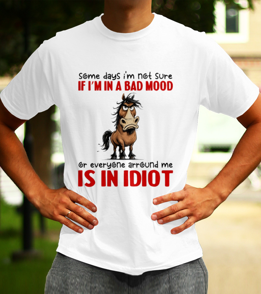 Funny Donkey Some Days I’m Not Sure If I’m In A Bad Mood Or Everyone Arround Me Is In Idiot T-Shirt