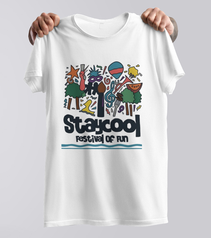 Staycool Festival Of Fun With Colorful Icons And Musical T-Shirt