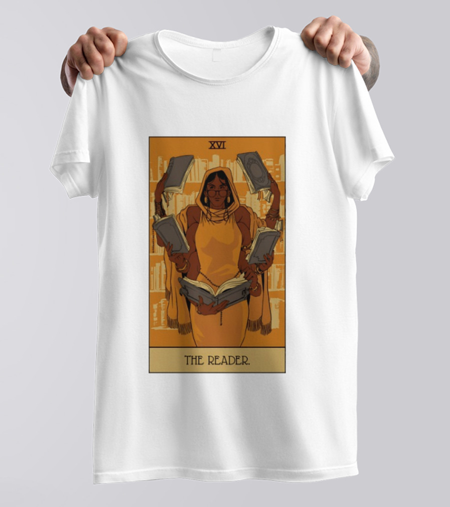 XVI The Reader Tarot Card Modern Witch Aesthetic Books Library T-Shirt