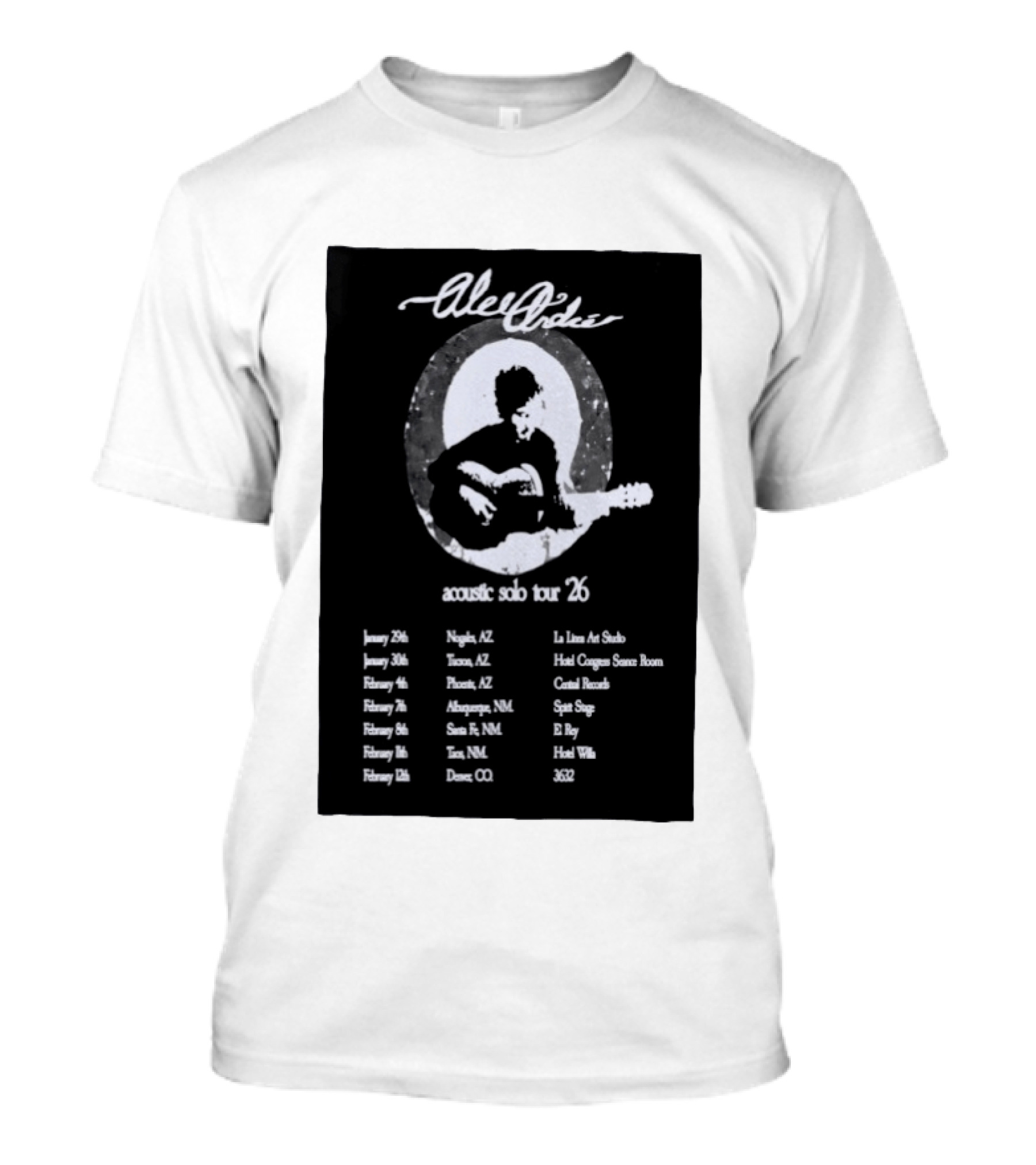 Alec André Acoustic Solo Tour 2026 Concert Dates And Locations T-Shirt
