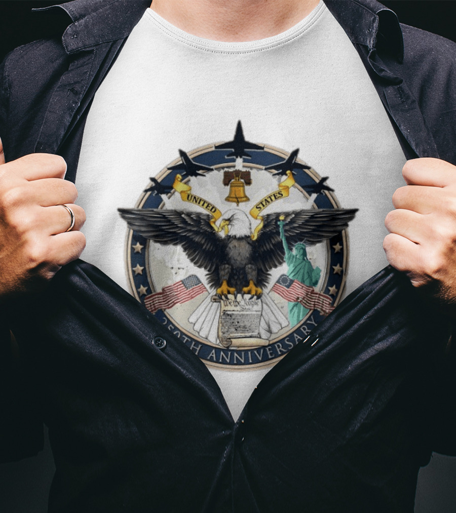 America 250th Anniversary United States Seal Eagle Statue Of Liberty Liberty Bell Flag T-Shirt