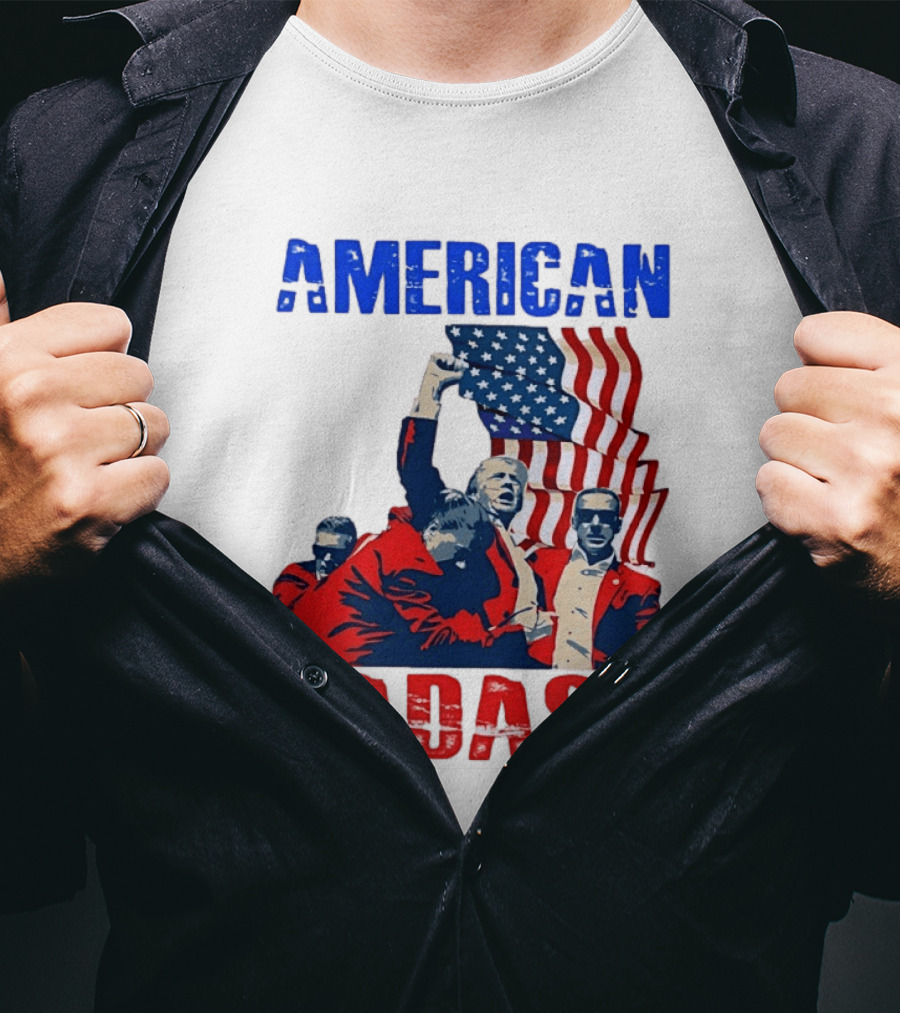 American Badass Donald Trump U.S. President Patriotic Flag T-Shirt