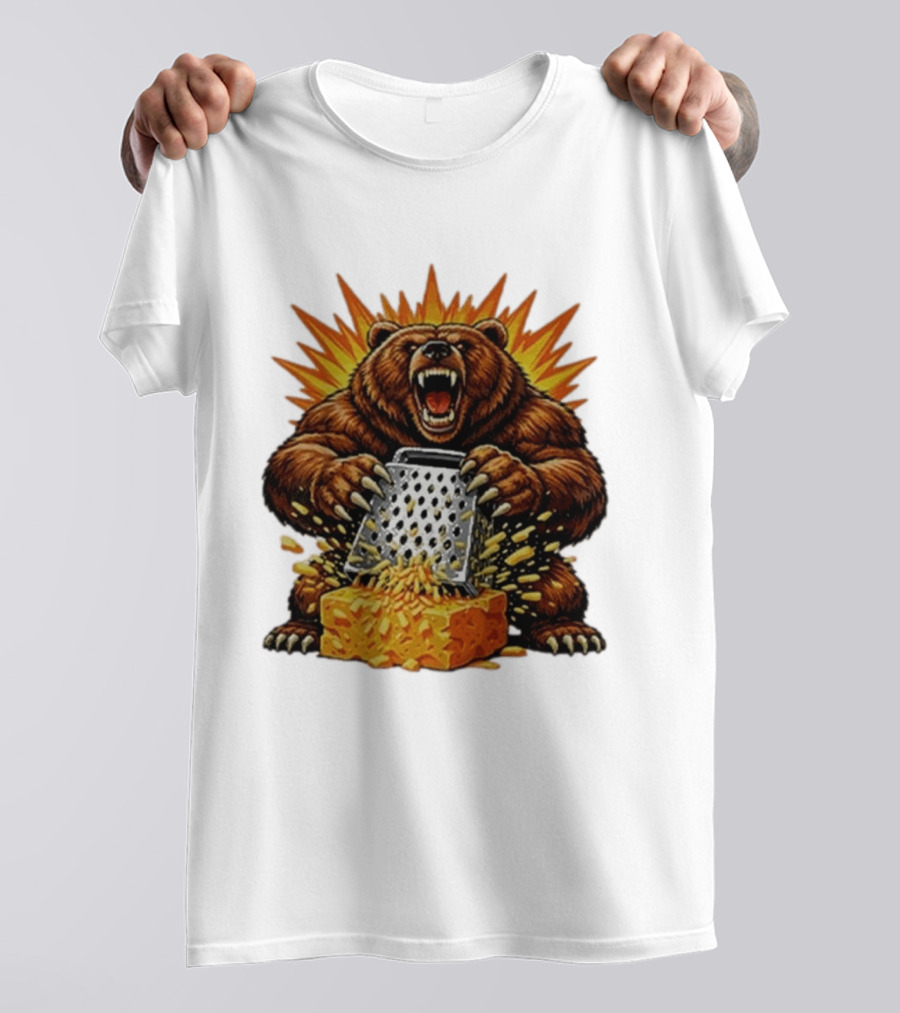 Angry Bear Grating Cheese Grater Hater Explosive Roaring Beast T-Shirt