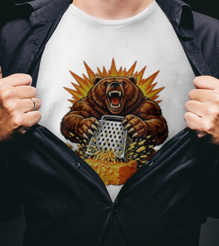 Angry Bear Grating Cheese Grater Hater Explosive Roaring Beast T-Shirt