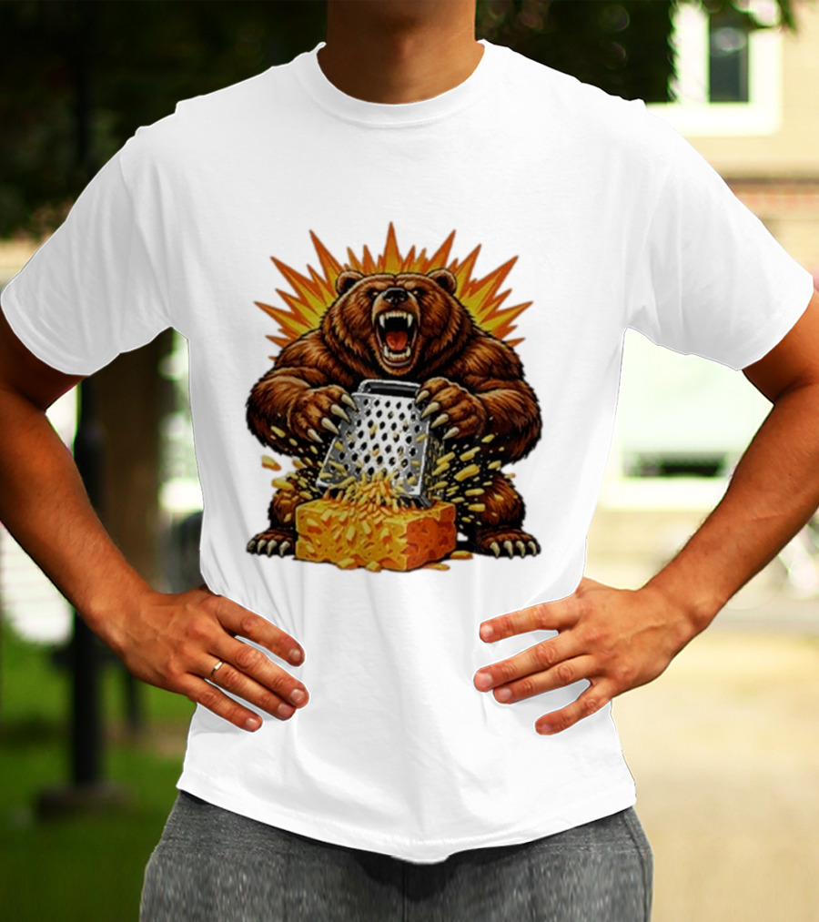 Angry Bear Grating Cheese Grater Hater Explosive Roaring Beast T-Shirt