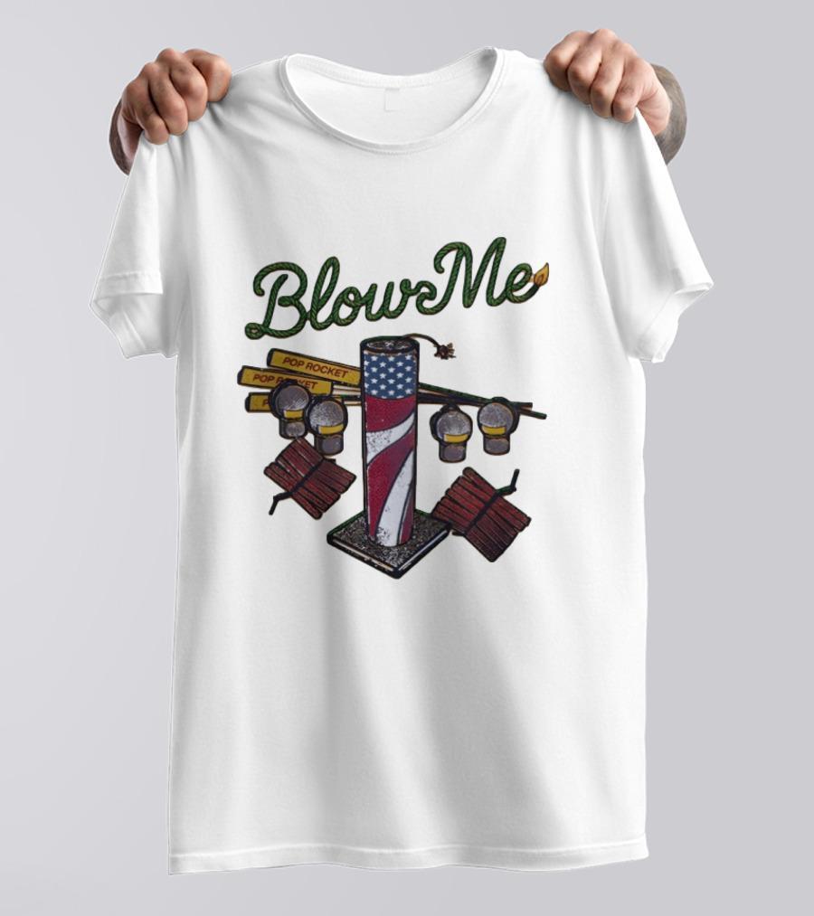 Blow Me 4th Of July Pop Rocket Fireworks USA Flag T-Shirt
