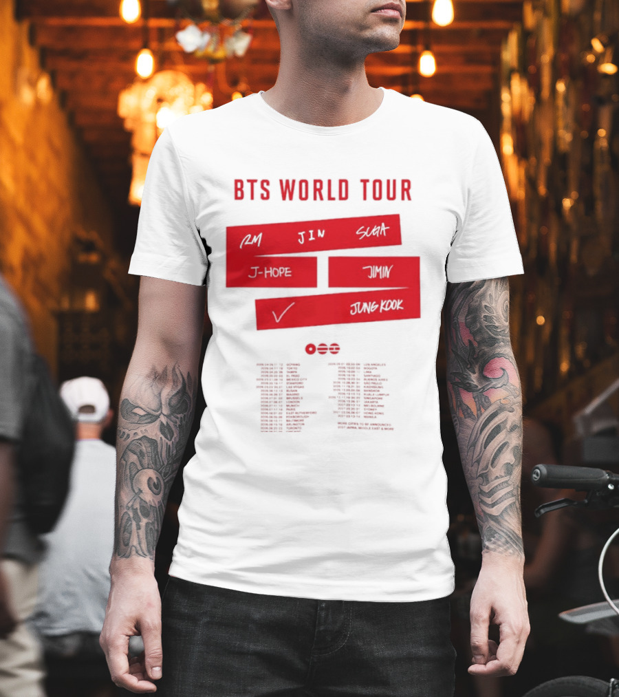BTS World Tour 2026 RM Jin Suga J Hope Jimin V Jungkook Concert Tour Dates T-Shirt