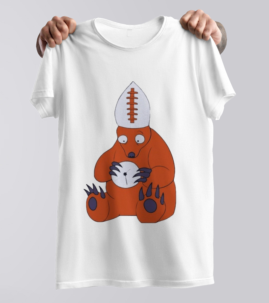 Chicago Bears Mascot Cartoon With Football Pope Hat T-Shirt