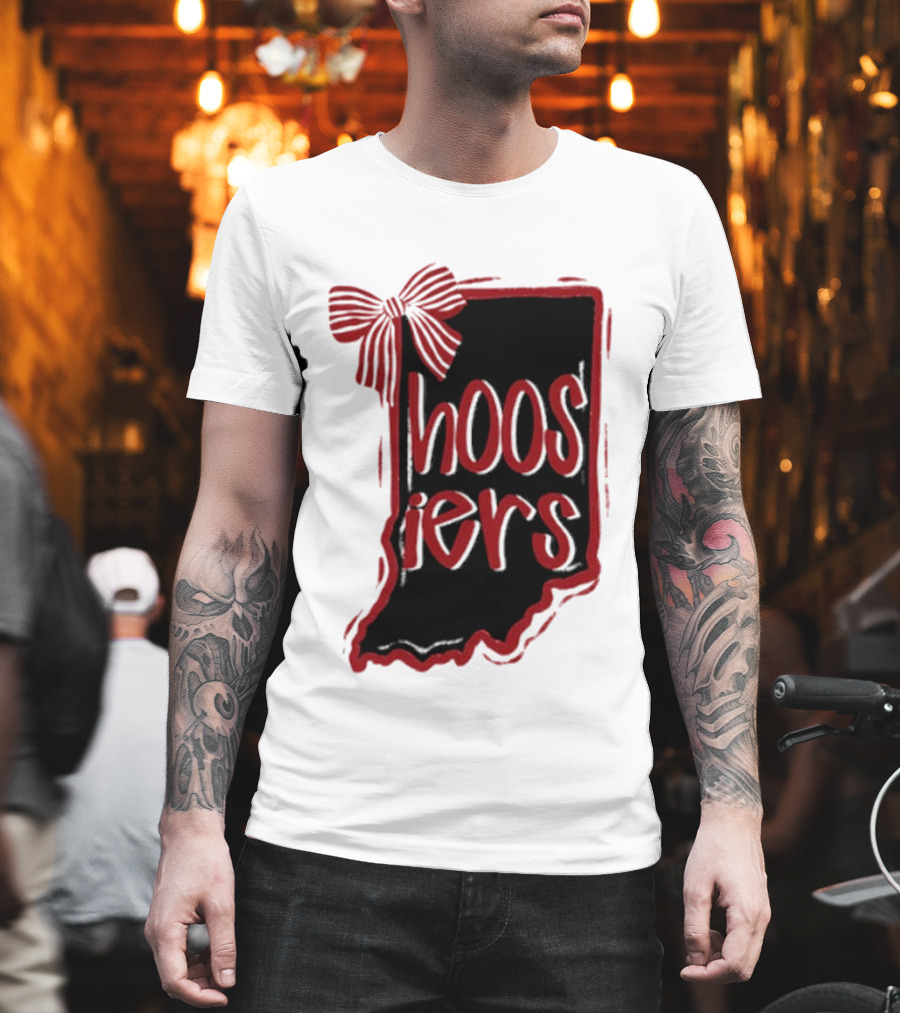 Hoosiers Indiana State Outline Bow Game Day T-Shirt