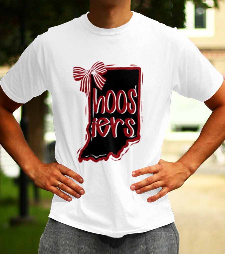 Hoosiers Indiana State Outline Bow Game Day T-Shirt