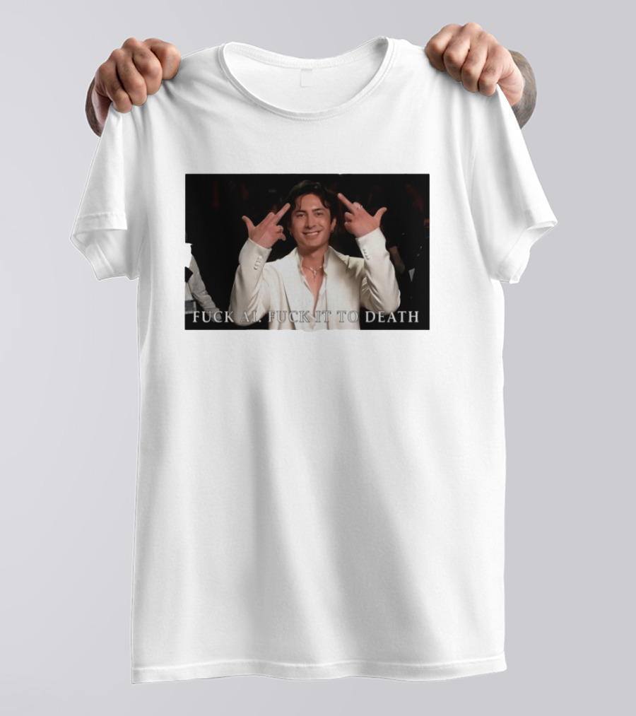 Hudson Williams Fuck AI Fuck It To Death Middle Finger Gesture T-Shirt