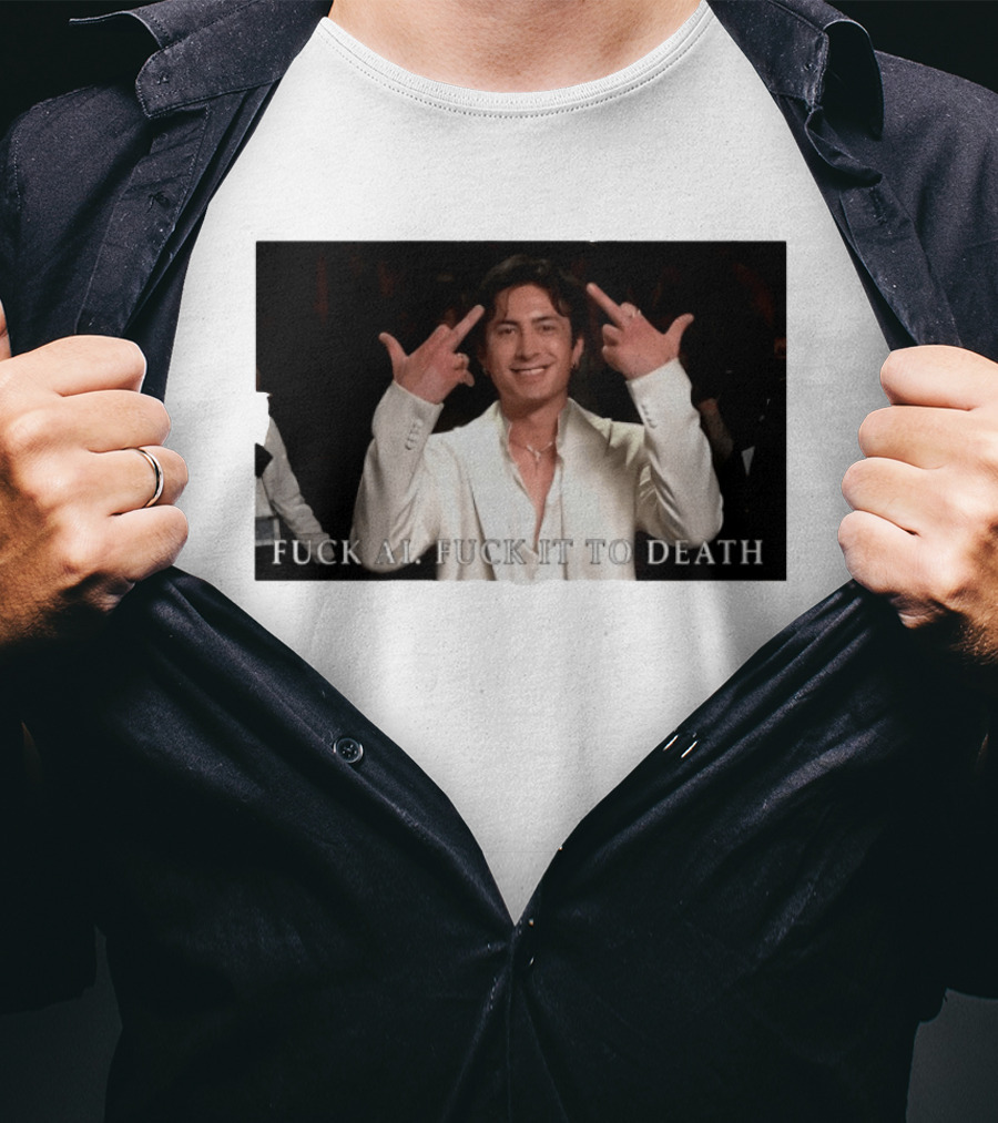 Hudson Williams Fuck AI Fuck It To Death Middle Finger Gesture T-Shirt