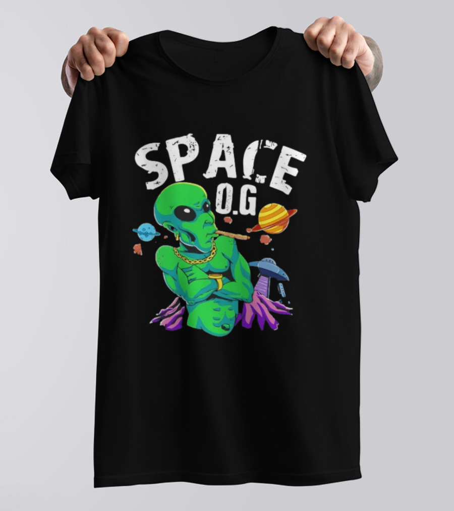 SPACE O.G. Alien Smoking Planets UFO Chain T-Shirt