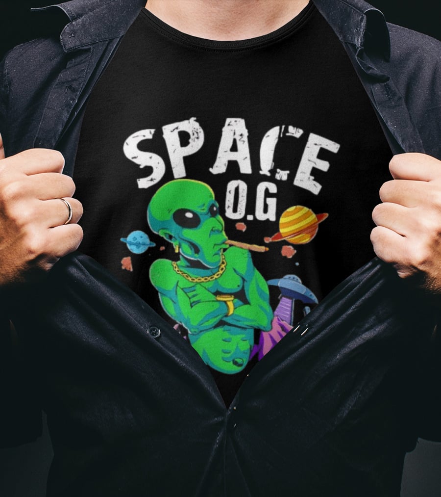 SPACE O.G. Alien Smoking Planets UFO Chain T-Shirt