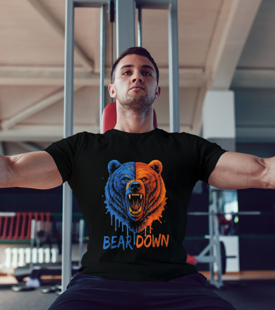Bear Down Good Better Best Fierce Blue And Orange Bear Face T-Shirt