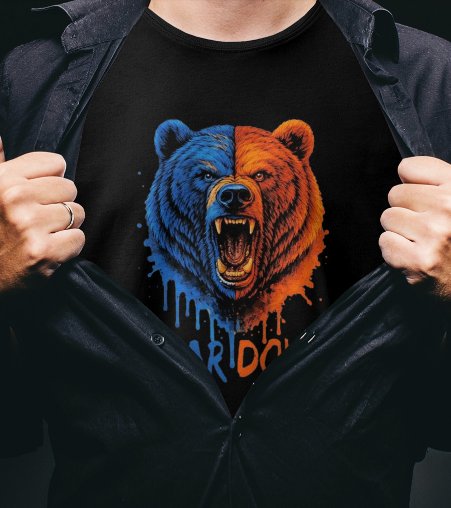 Bear Down Good Better Best Fierce Blue And Orange Bear Face T-Shirt