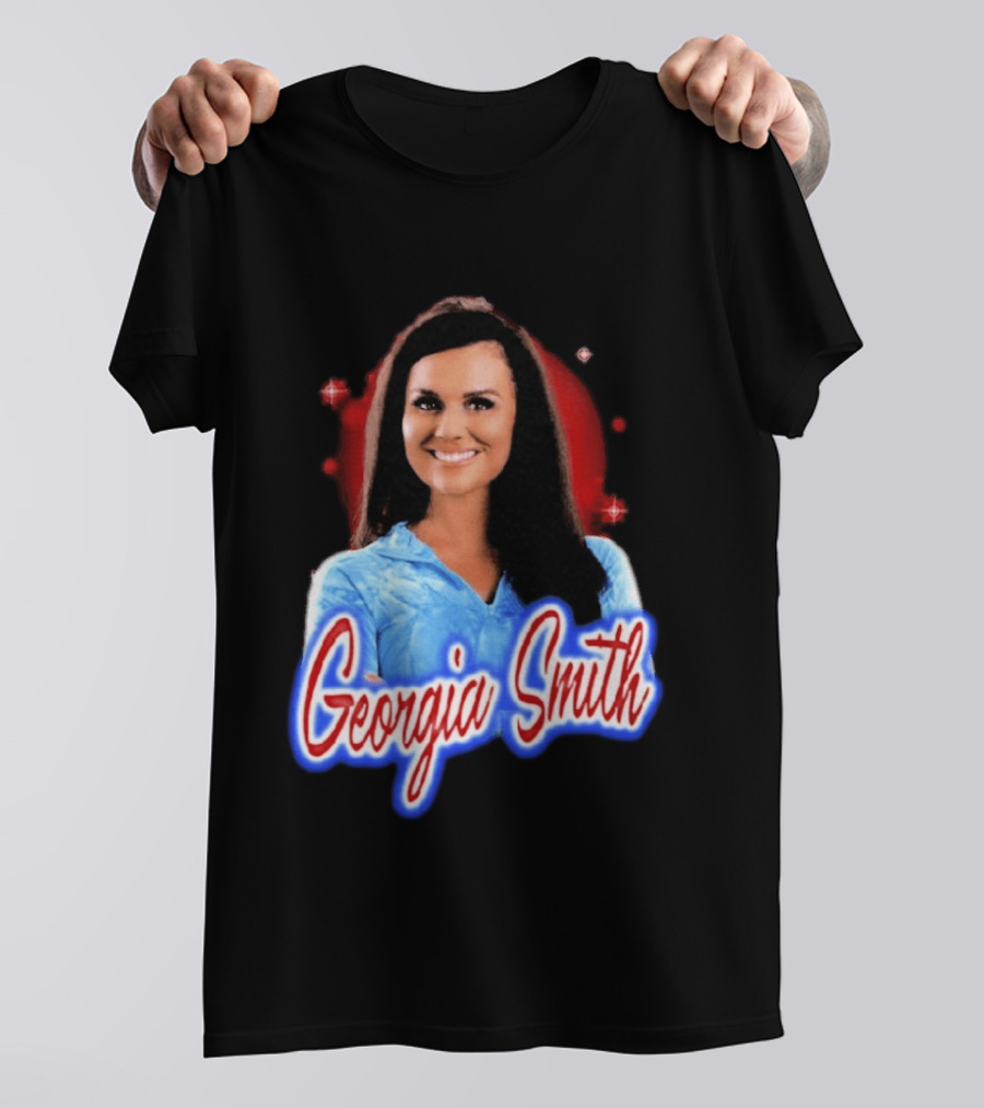 Georgia Smith Blue Top Red T-Shirt