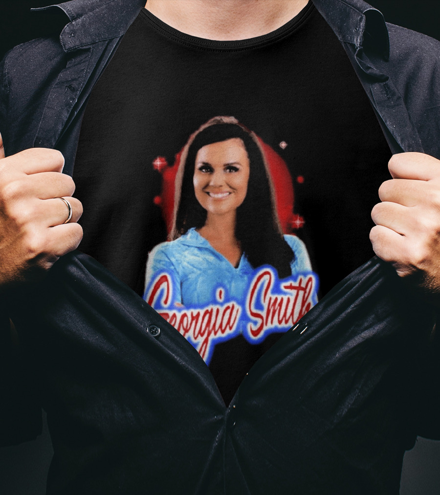 Georgia Smith Blue Top Red T-Shirt