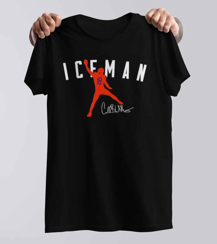 ICEMAN Caleb Williams Football Bears Number 18 Signature T-Shirt
