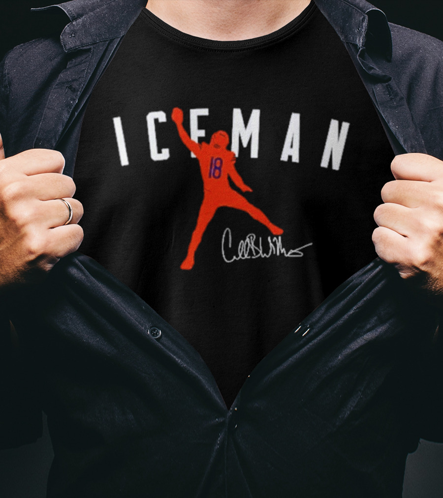 ICEMAN Caleb Williams Football Bears Number 18 Signature T-Shirt