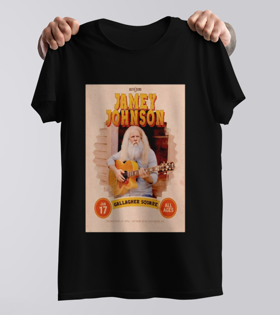 Jamey Johnson Live San Diego Gallagher Square January 17 All Ages Event 2026 T-Shirt