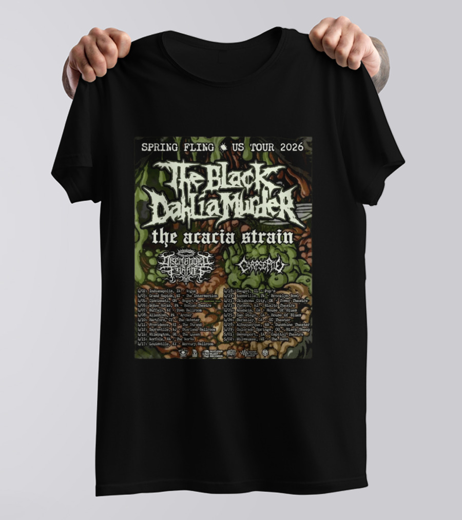 Spring Fling US Tour 2026 The Black Dahlia Murder The Acacia Strain Full Schedule Tour Dates T-Shirt