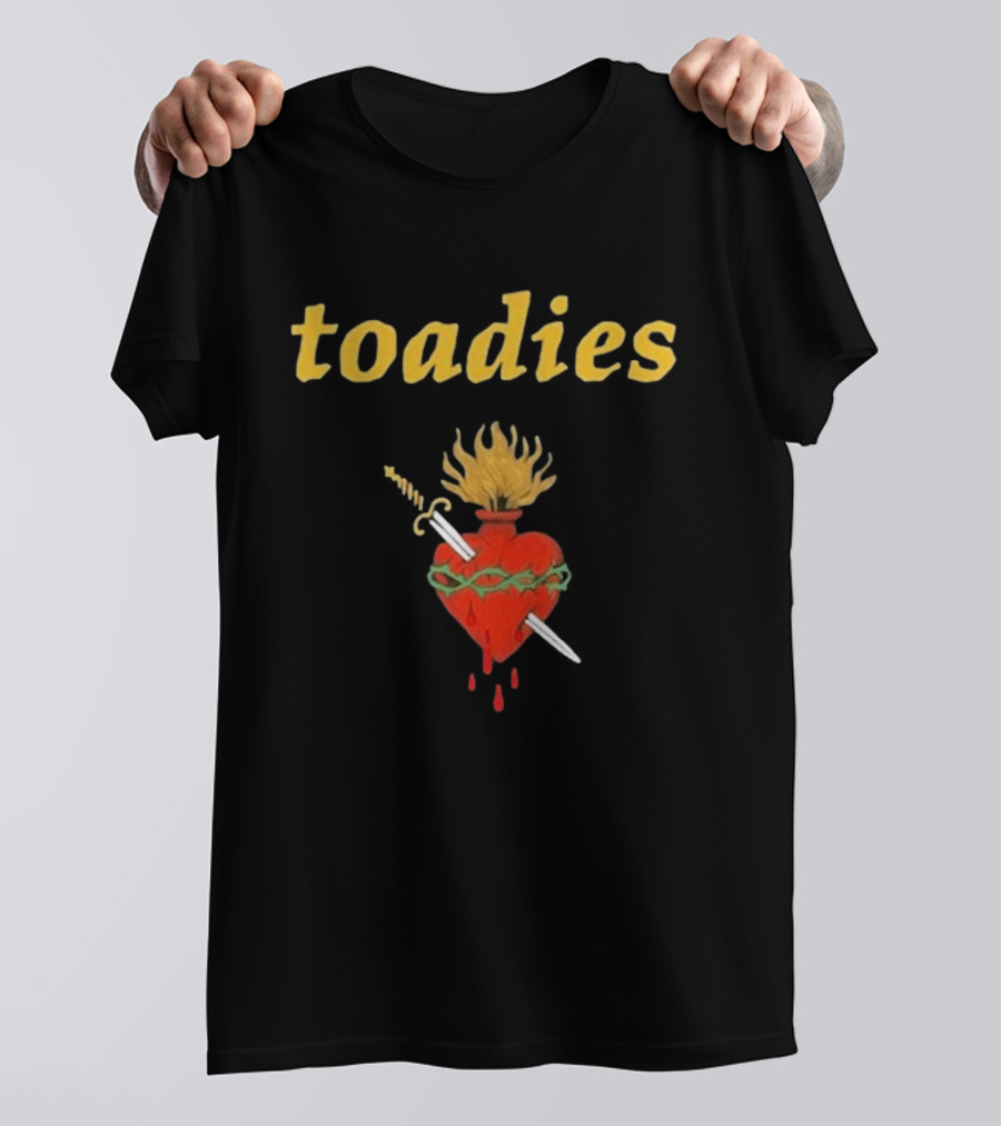 Toadies Sacred Heart Flaming Sword And Crown Of Thorns T-Shirt